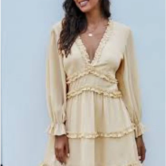 Pale yellow hello Molly dress Cream Ruffle Dress - Picture 3 of 7